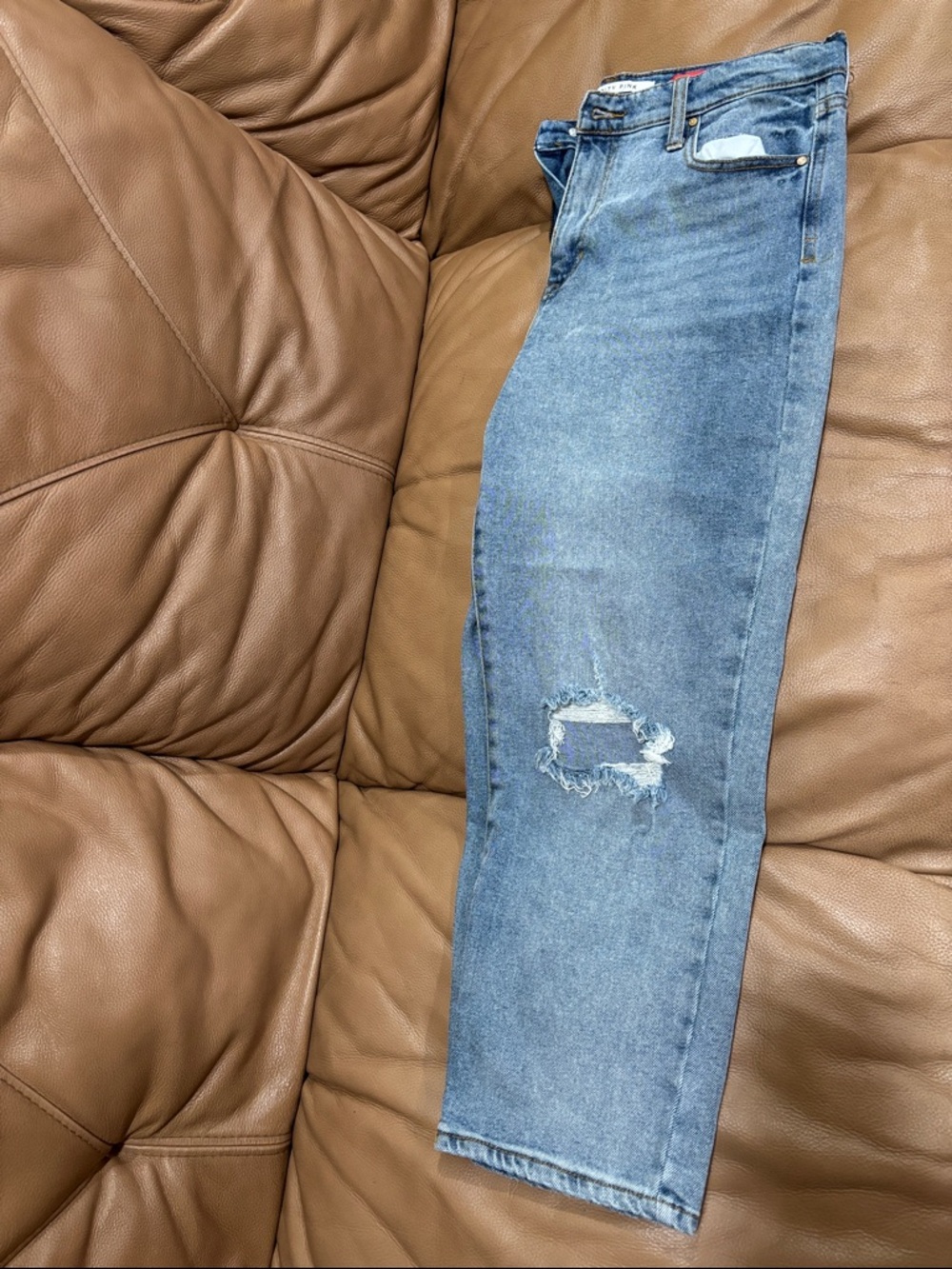 Celebrity Pink Light Blue Distressed Ankle Jeans